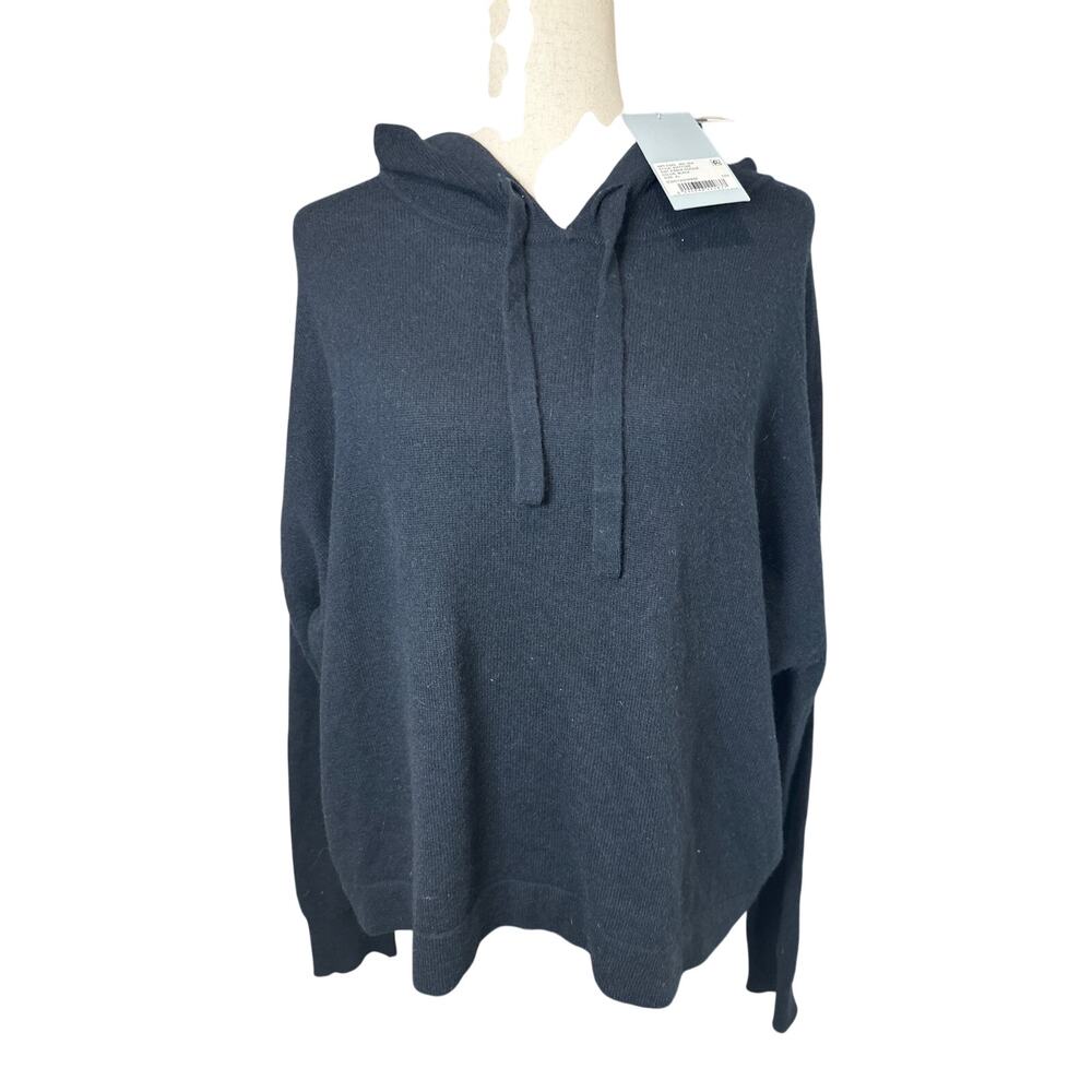 Antonio Melani Black Cashmere Pierce Hooded Sweater Size XL NWT